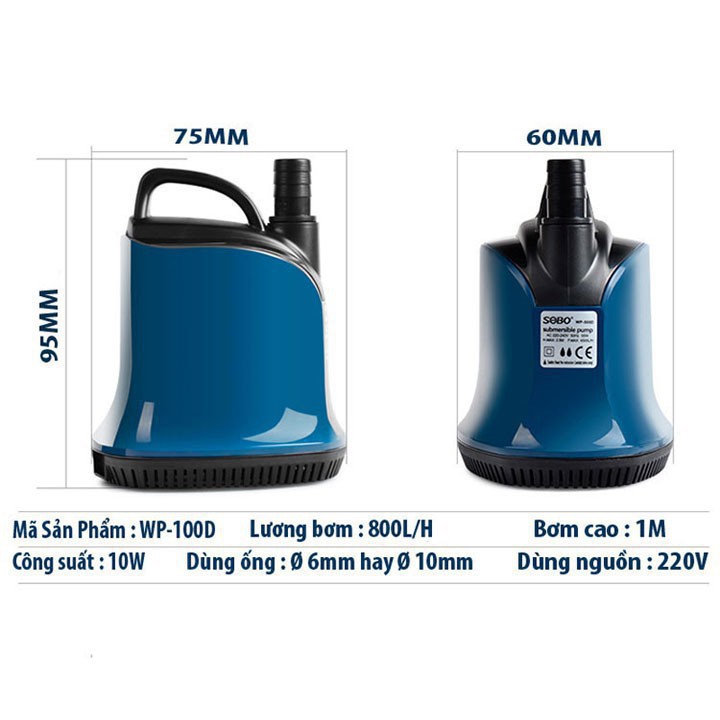 Máy bơm chìm SOBO WP-100D bơm hút cặn đáy, bơm chìm bể cá