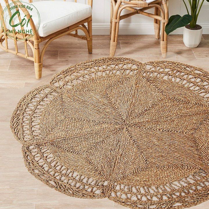 Thảm cói hình bông hoa 1,8m