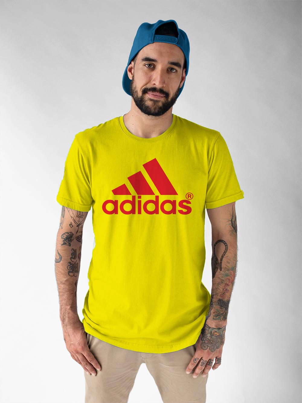 Áo thun Unisex in hình chữ adidas màu đỏ