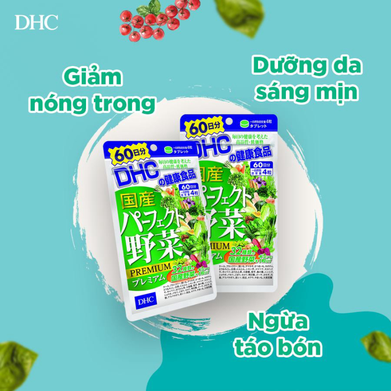 Viên uống DHC Perfect Vegetable Premium Japanese Harvest bổ sung các loai rau củ hỗ trợ tiêu hoá, giảm nóng trong, cải thiện làn da tươi khoẻ  - Hàng nội địa Nhật Bản Rin Store nhập khẩu