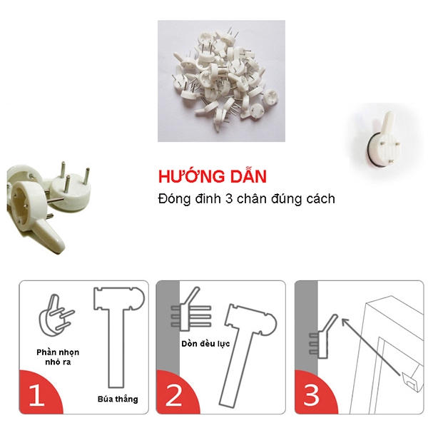 Combo 10 đinh 3 chân không cần khoan tường