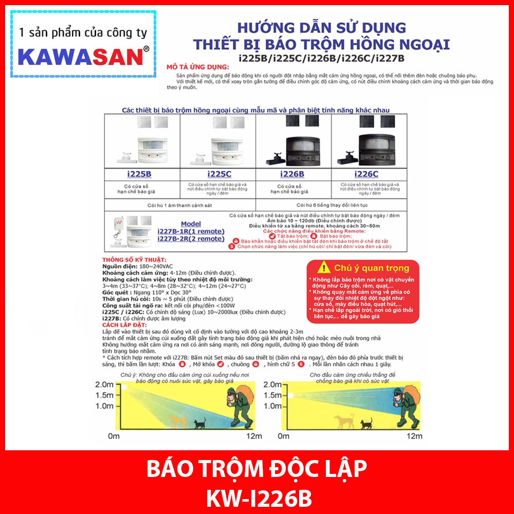 [HCM]Báo động độc lập Kawasan KW-I226B