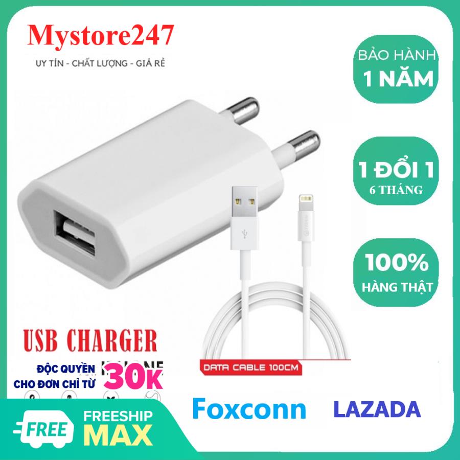 Bộ Cáp Sạc Iphone, Combo Củ Sạc Và Cáp Sạc Iphone Chính Hãng Nhà máy Foxconn Việt Nam Dùng Tốt Cho Các Đời Iphone 5,6,7,8,X,11Pro Max. Mystore247 Bảo Hành 12 Tháng
