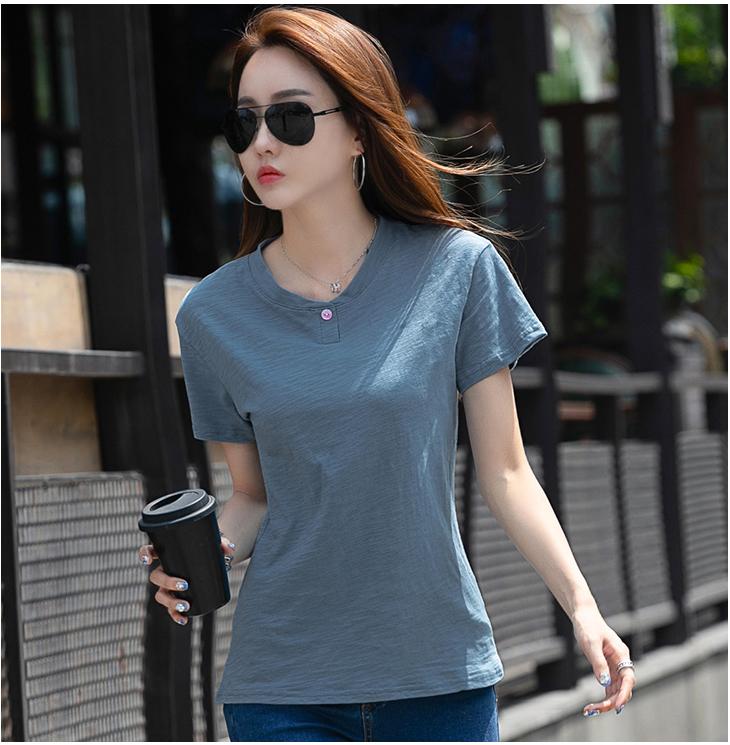 Áo cổ trụ 1 nút tay ngắn thời trang Hàn Quốc