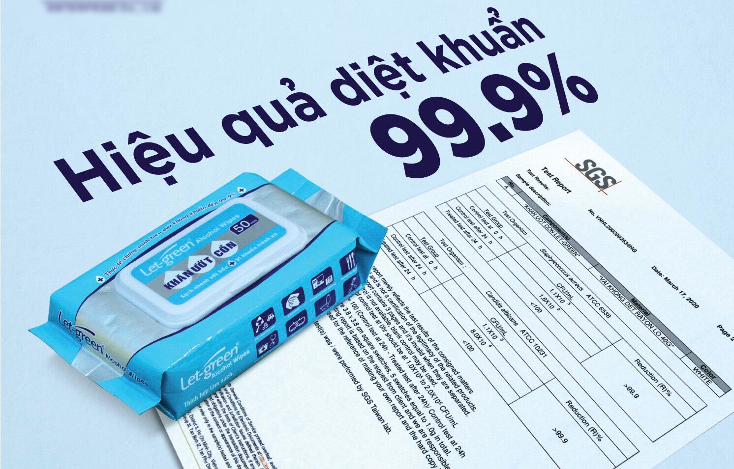[HCM]Khăn ướt cồn Let-green 50 miếng (Alcohol wipes 50pcs)