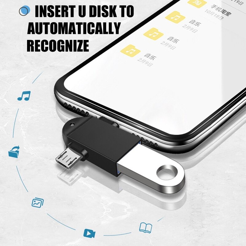 OTG USB 3.0 Type C Micro Android 2 In 1 Multifunction , Peripheral Connection With Android Phone Keyboard Mouse Handle OTG adapter cable
