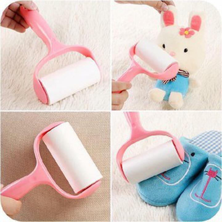 Combo 2 Cây lăn bụi cao cấp kèm lõi có tay cầm lăn bụi bẩn, sợi bông bám dính trên quần áo, đệm ghế (Tặng kèm 2 cục lăn)