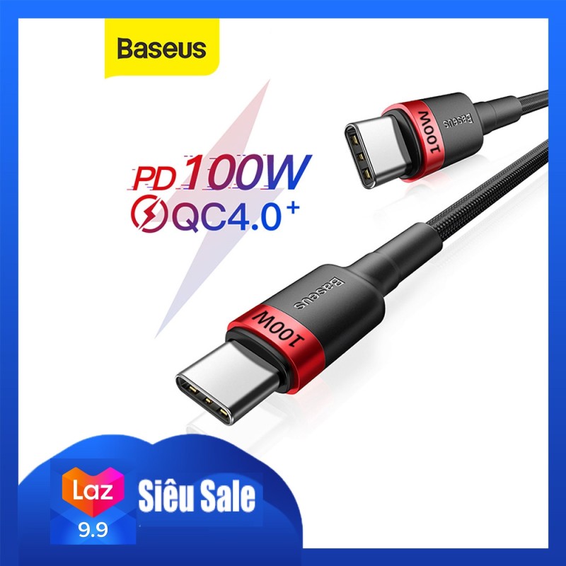 100w Cáp Baseus PD 100W Fast Charging USB C to Type C Cable for MacBook Pro iPad Quick Charge 4.0 Charge Cable for Xiaomi 9 8 Samsung Huawei
