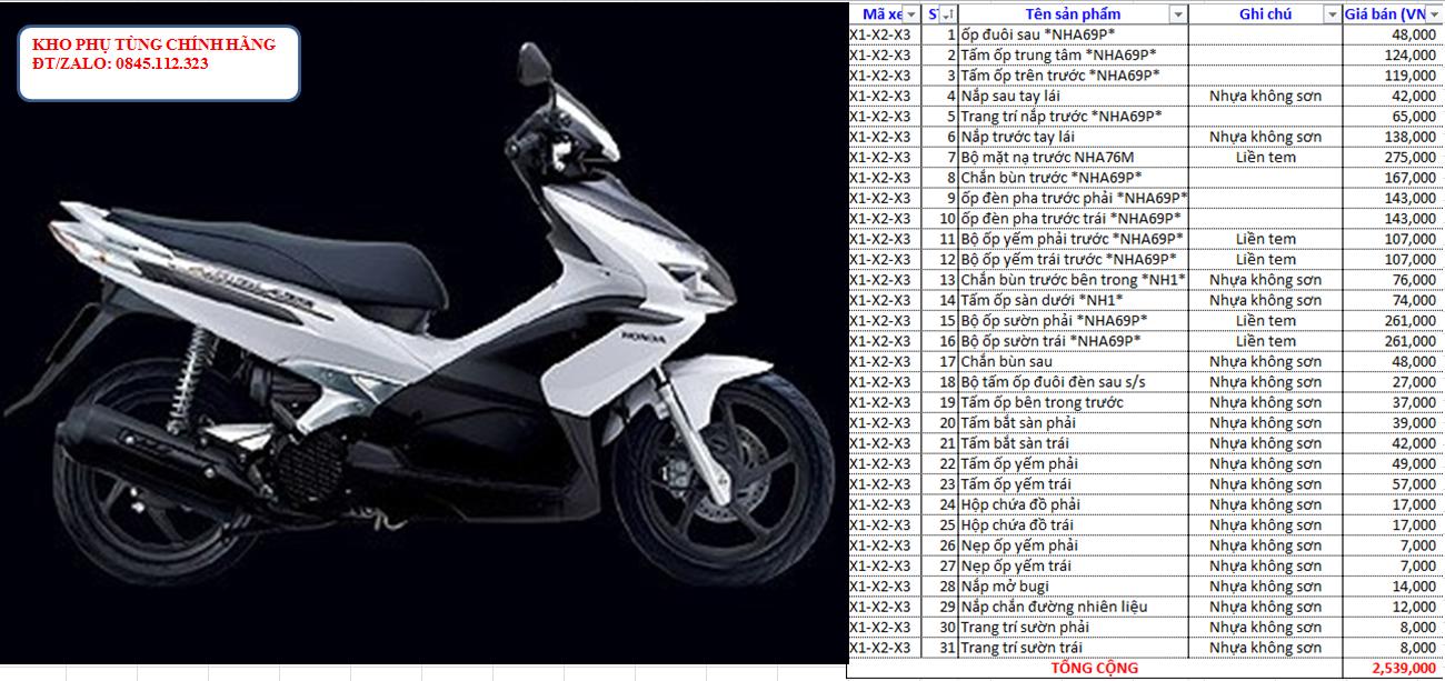 Bộ nhựa HONDA Air Blade đời 2007