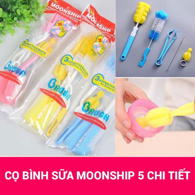 Cọ bình sữa 5 chi tiết cho bé phiên bản mới, giúp mẹ vệ sinh bình sữa, bình nước dễ dàng