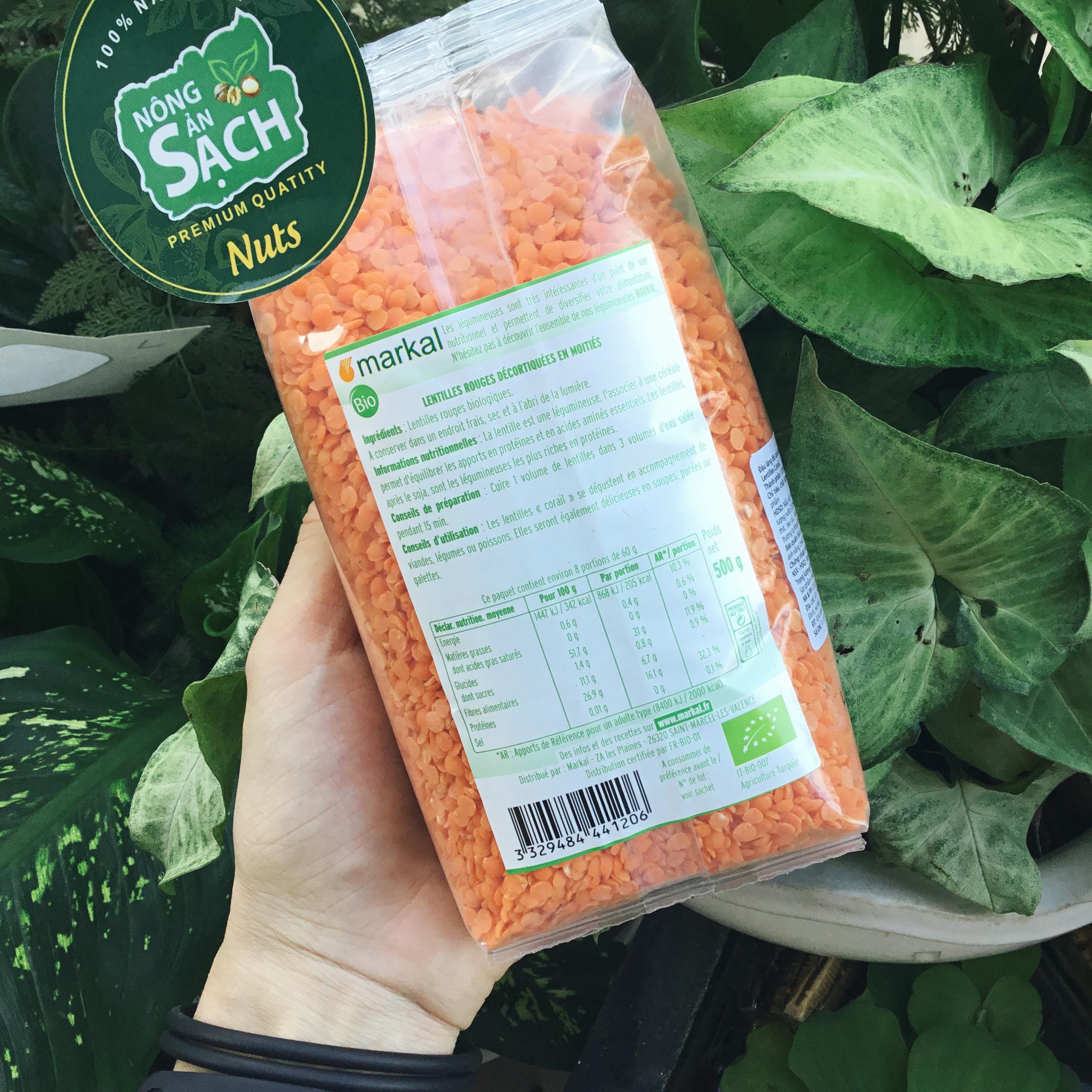 500g Đậu Lăng Đỏ Hữu Cơ Cao Cấp Markal