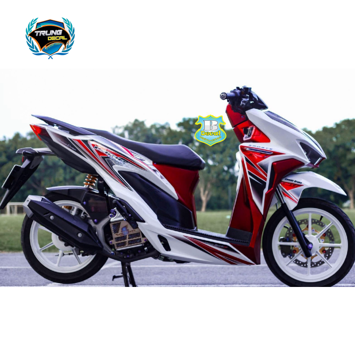 Tem rời xe vario 150 trắng đỏ rice decal