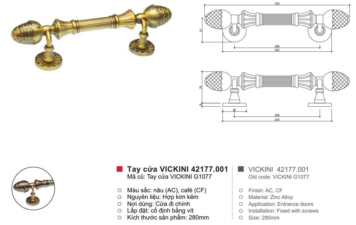 Tay nắm cửa cao cấp VICKINI 42177