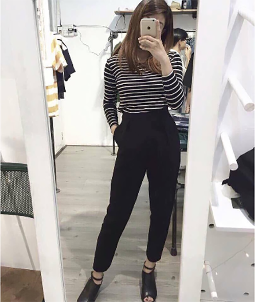Quần baggy nữ đen (phía sau lưng thun)