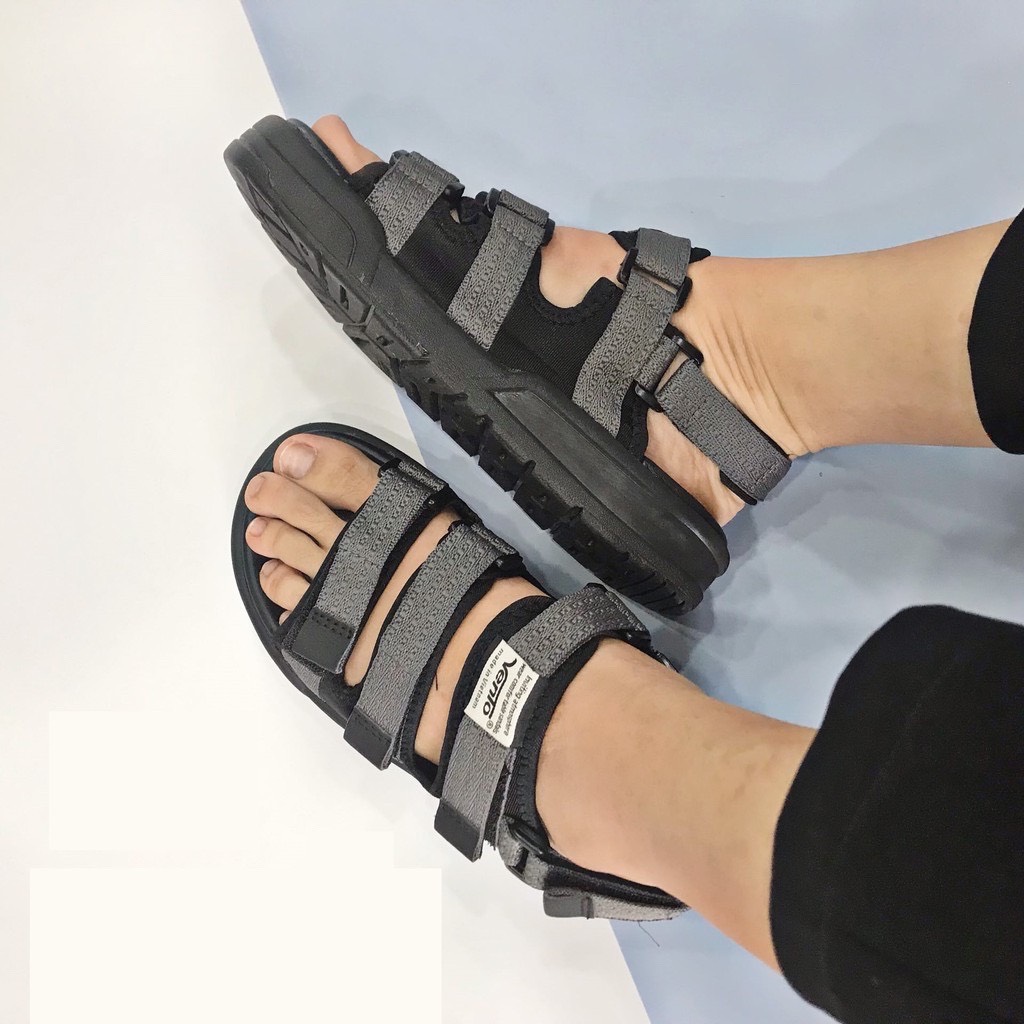 [HCM]Sandal Vento Nam Quai Ngang Màu Đen Tro