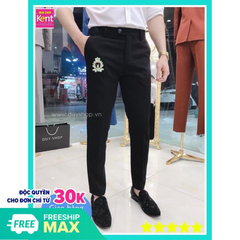 Quần Tây Đen Họa Tiết Thêu Dáng ôm ống bó vải chống nhăn mẫu mới