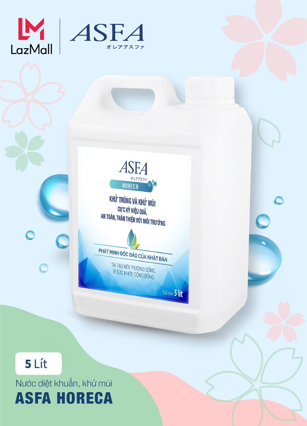 Nước khử mùi, diệt khuẩn ASFA dành cho kênh HORECA 5 Lít