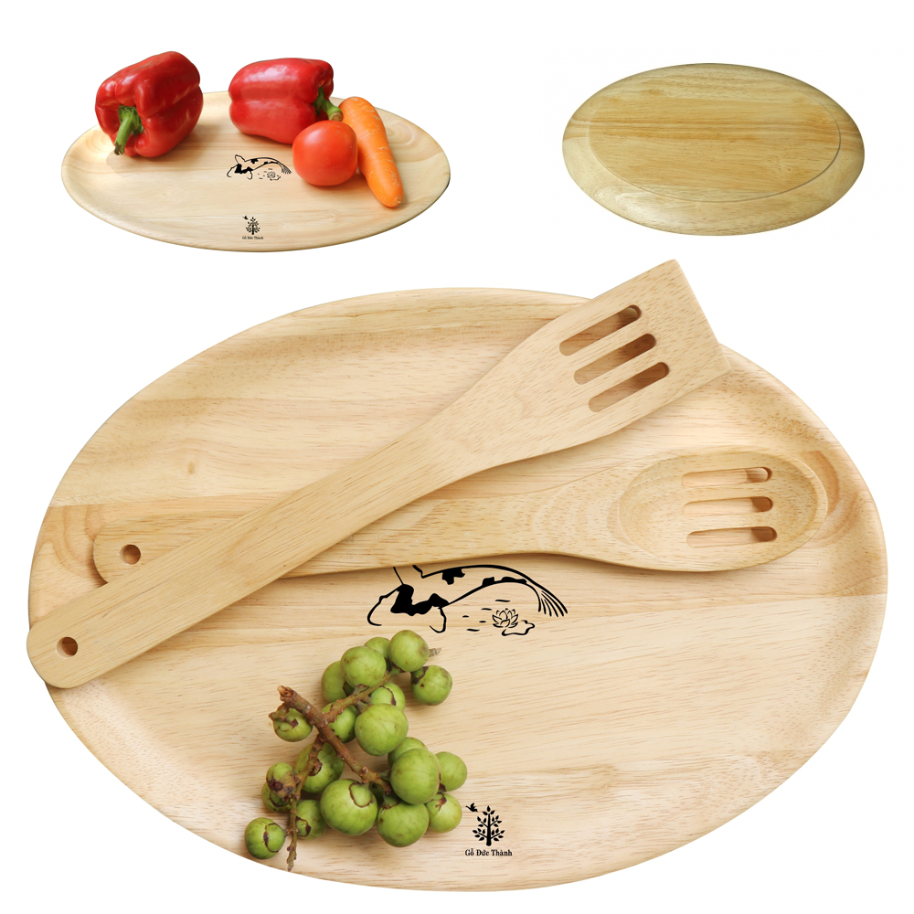 Medium Size Oval Wooden Plate Duc Thanh Wood 27131