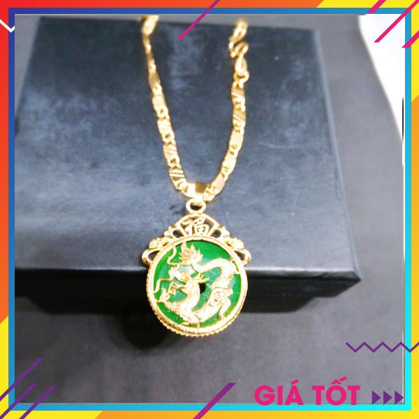 Phụ Kiện Thời Trang Dây chuyền Bạc Thái Mạ Vàng Non 10k , Dây Chuyền Phong Thủy, Dây Chuyền Mặt Thiên Long Cao Cấp, Dây Chuyền Khóa Rồng, Vòng Cổ Nam Đẹp ( Màu Xanh) (Dây và Mặt)