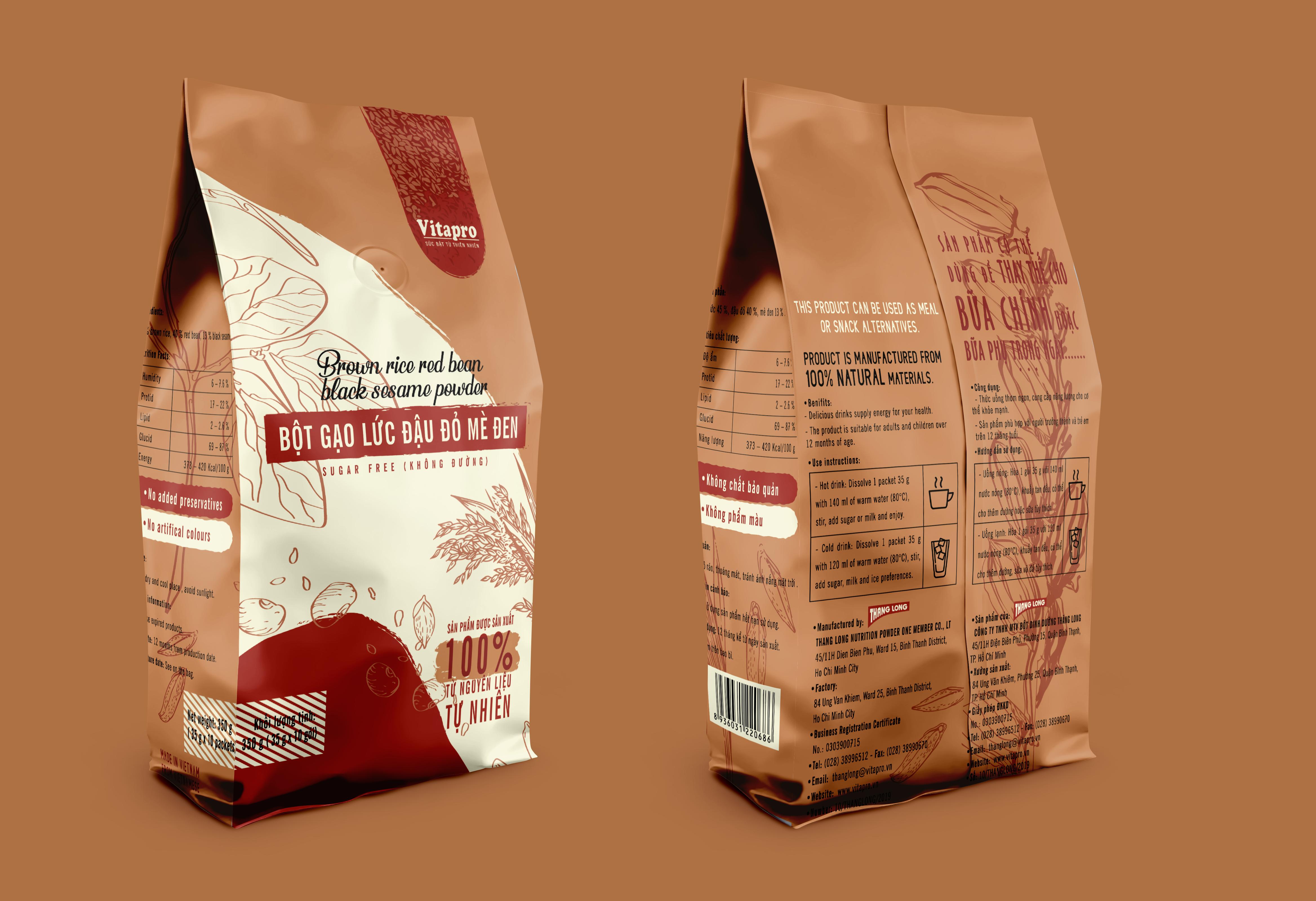 BỘT GẠO LỨC ĐẬU ĐỎ MÈ ĐEN (KHÔNG ĐƯỜNG) 350G