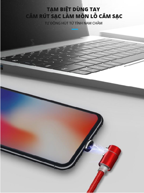 [Bán chạy] Dây sạc nam châm 3 đầu iPhone, Android, Type C.