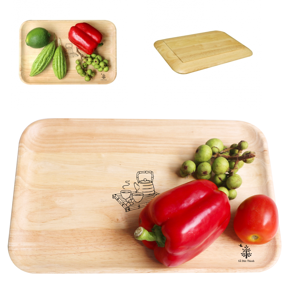 Đĩa gỗ chữ nhật size trung - Gỗ Đức Thành - 25141