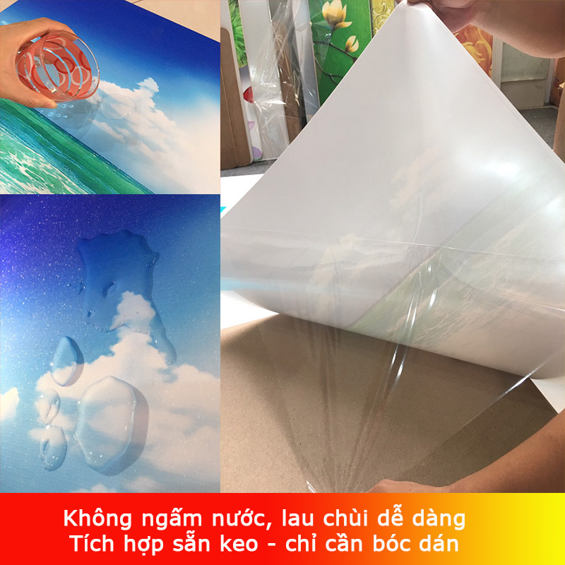 Decal dán tường - Tranh dán tường 3D phủ kim sa Doraemon