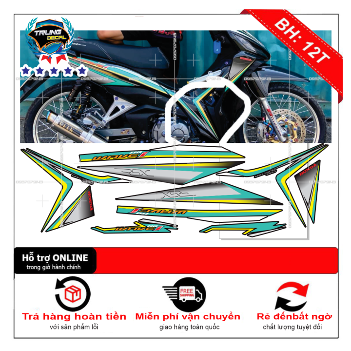 Tem rời xe wave RSX 2014 dán xe đen