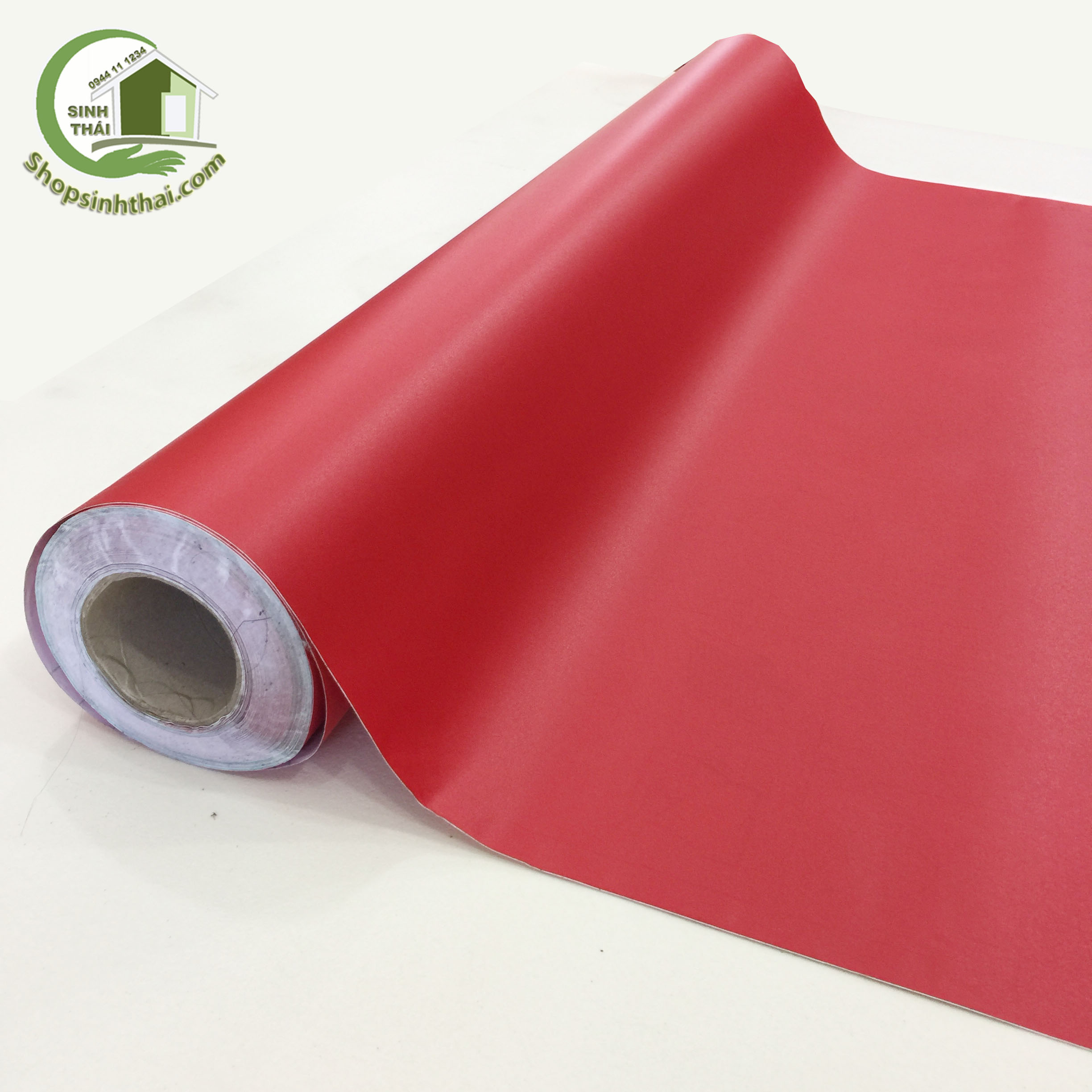 Giấy Dán Tường Màu Đỏ Nhám - [ 50cm x khổ 120cm ] Có Sẵn Keo