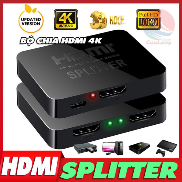 [HCM]Bộ Chia HDMI 1 Ra 2 Cổng 2K 4K FullHD 1080 3D Âm Thanh Dolby Digital Plus 7.1 LPCM dolby TrueHD và DTS Master Audio bộ chia HDMI 2 màn hình HDMI switcher hdmi splitter bộ chia HDMI dtech ugreen unitek chia HDMI cho tivi CuuLongstore