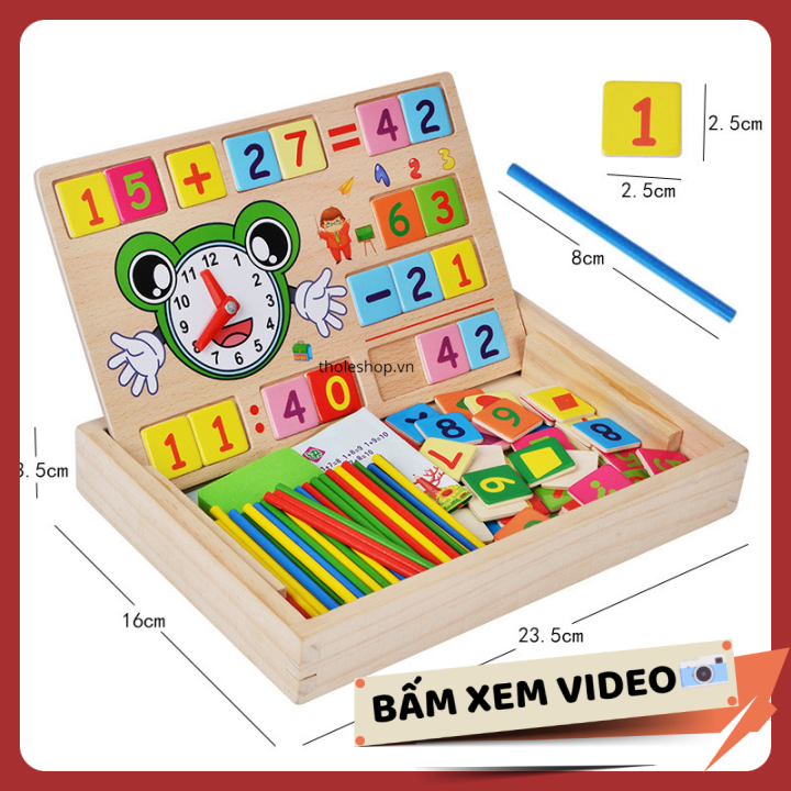 Bộ bảng gỗ học toán cho bé - Bộ đồ học toán cho bé có que tính và bảng - Bộ đồ chơi học toán cho bé giúp phát triển trí tuệ - Bộ bảng tính bằng gỗ đa năng cho bé học và chơi [RẺ VÔ ĐỊCH]