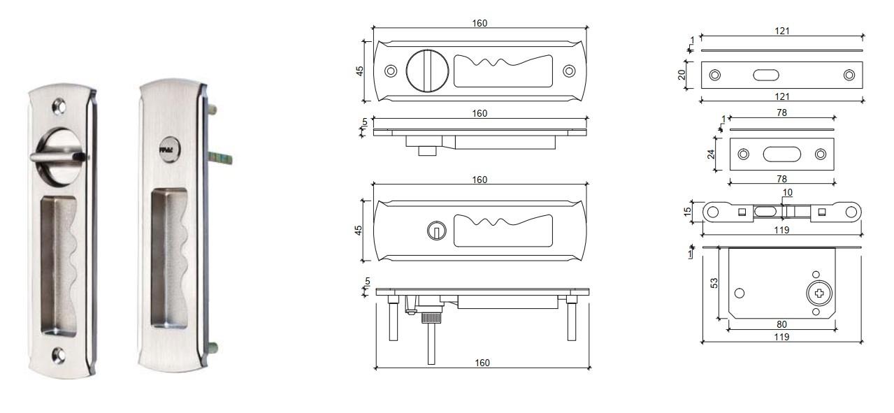[HCM]Khóa cửa gỗ lùa VICKINI E80