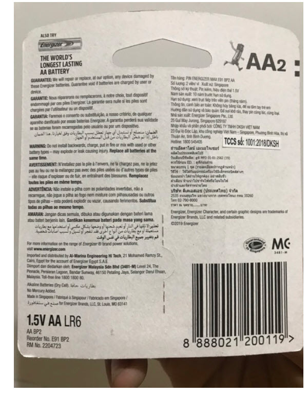 Vĩ 2 viên Pin AAA (3A) Energizer E92/BP2 mẫu mới