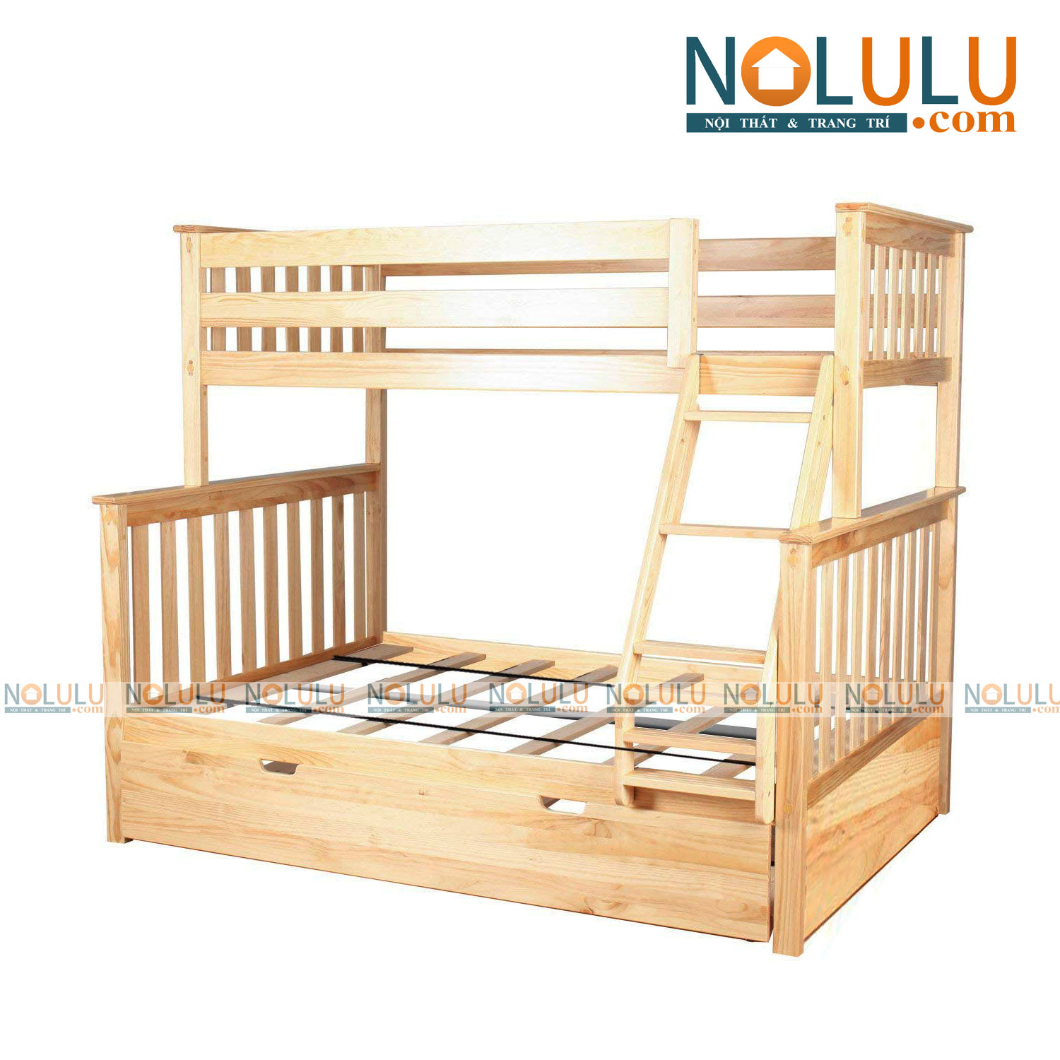 Giường 2 Tầng K.Bed Gỗ Thông Tự Nhiên Tầng Trên Rộng 1m Tầng Dưới Rộng 1m4 Có Thể Tách Thành 2 Giường Riêng Biệt