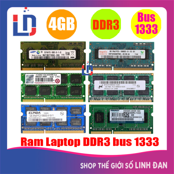 Ram laptop 4GB DDR3 bus 1333 PC3 10600S (nhiều hãng)samsung hynix kingston - LTR3 4GB