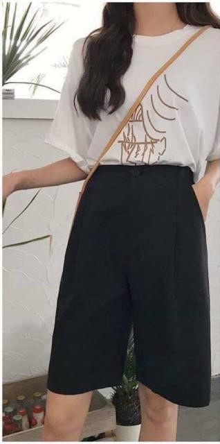 Quần denim ống rộng nữ đơn giản