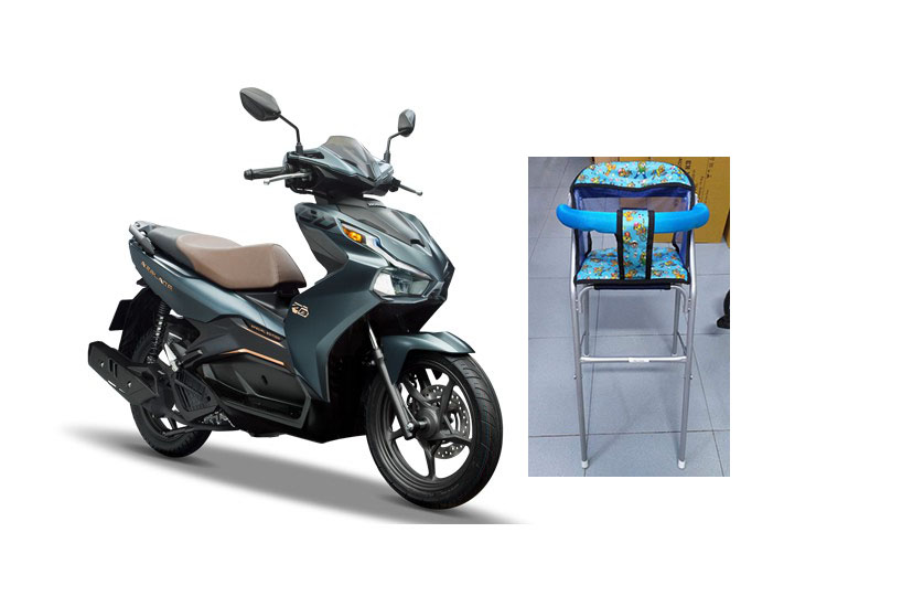 Ghế đi xe máy xếp gọn có vòng bảo vệ xe AIRBLADE
