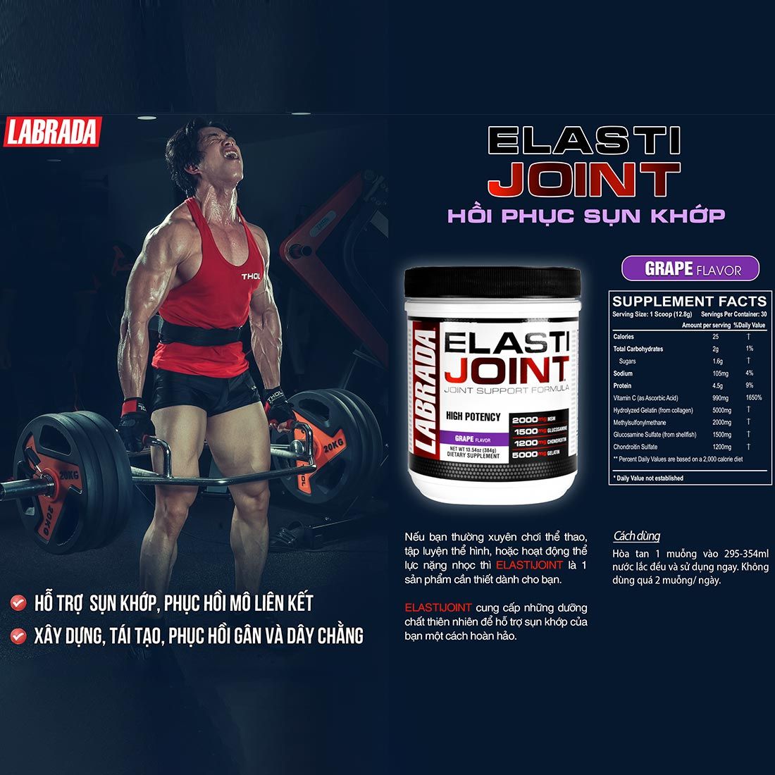 [HCM]Labrada ElastiJoint phục hồi sụn khớp đẹp da