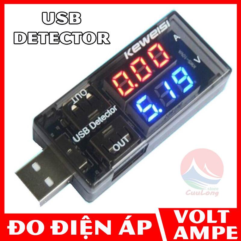 USB Đo Điện Áp Dòng Điện Hiển Thị Volt Ampe Kiểm Soát An Toàn, thiết bị đo nguồn dòng sạc cường độ dòng điện khi sạc pin