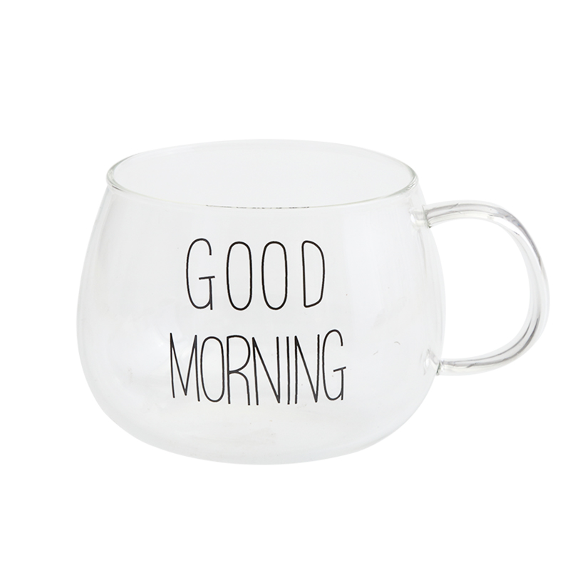 Cốc Thủy Tinh Good Morning Tròn Có Quai
