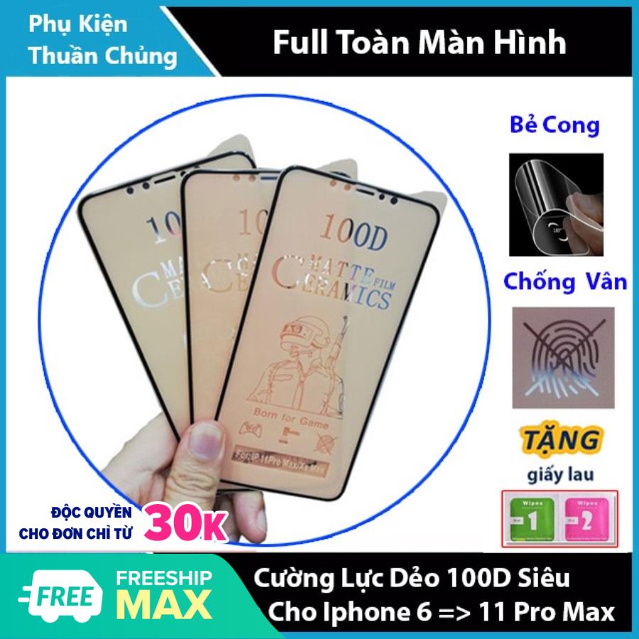 [HCM]Kính Cường Lực Dẻo Nhám 100D Siêu MỏngSiêu BềnChống Bám Vân TayChống Va Đập dành cho iPhone 6/7/8/X/11 6Plus 7 Plus 8 Plus Xr Xs Max iP 11 12 13 14 Pro Max Chất Lượng CaoBẻ Không Vỡ