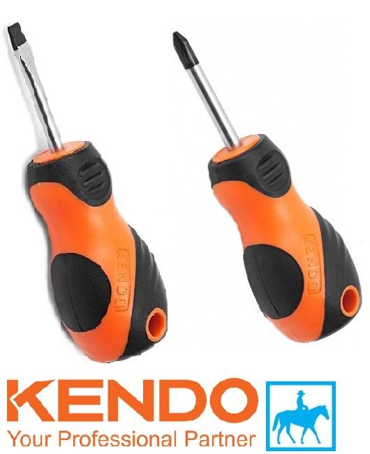 Bộ 2 Tô vít bake dẹp thân ngắn có nam châm 10cm CRV TPR KENDO 20141 20145