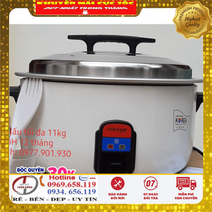 Nồi cơm điện công nghiệp CUCKOO 45L Hàn Quốc, công suất 4500w, nấu tới 12kg gạo, bảo hành 12 tháng