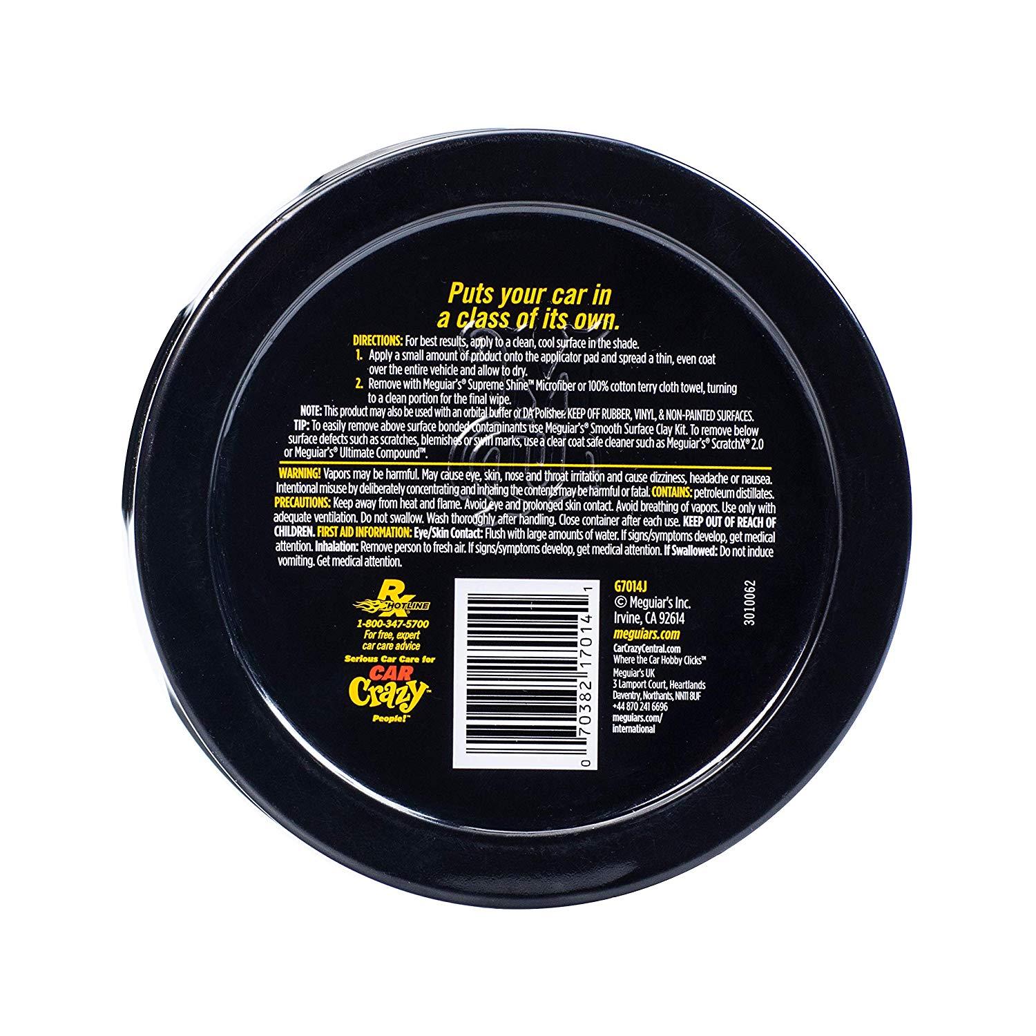 Meguiar's Wax đánh bóng xe dòng Gold Class - Gold Class Carnauba Plus Premium Paste Wax - G7014J, 11 oz, 311g