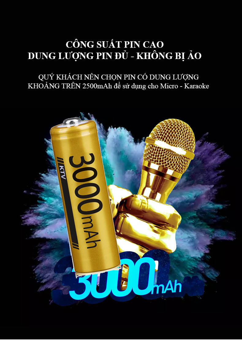 [Hộp 4 viên] Pin sạc AA 3000mAh Doublepow - chuyên dùng Micro, KTV- (màu vàng)
