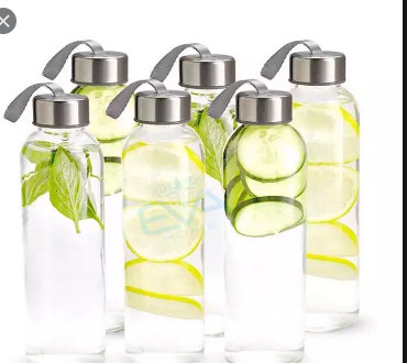 Combo 10 bình nước thủy tinh 500ml nắp dây xách