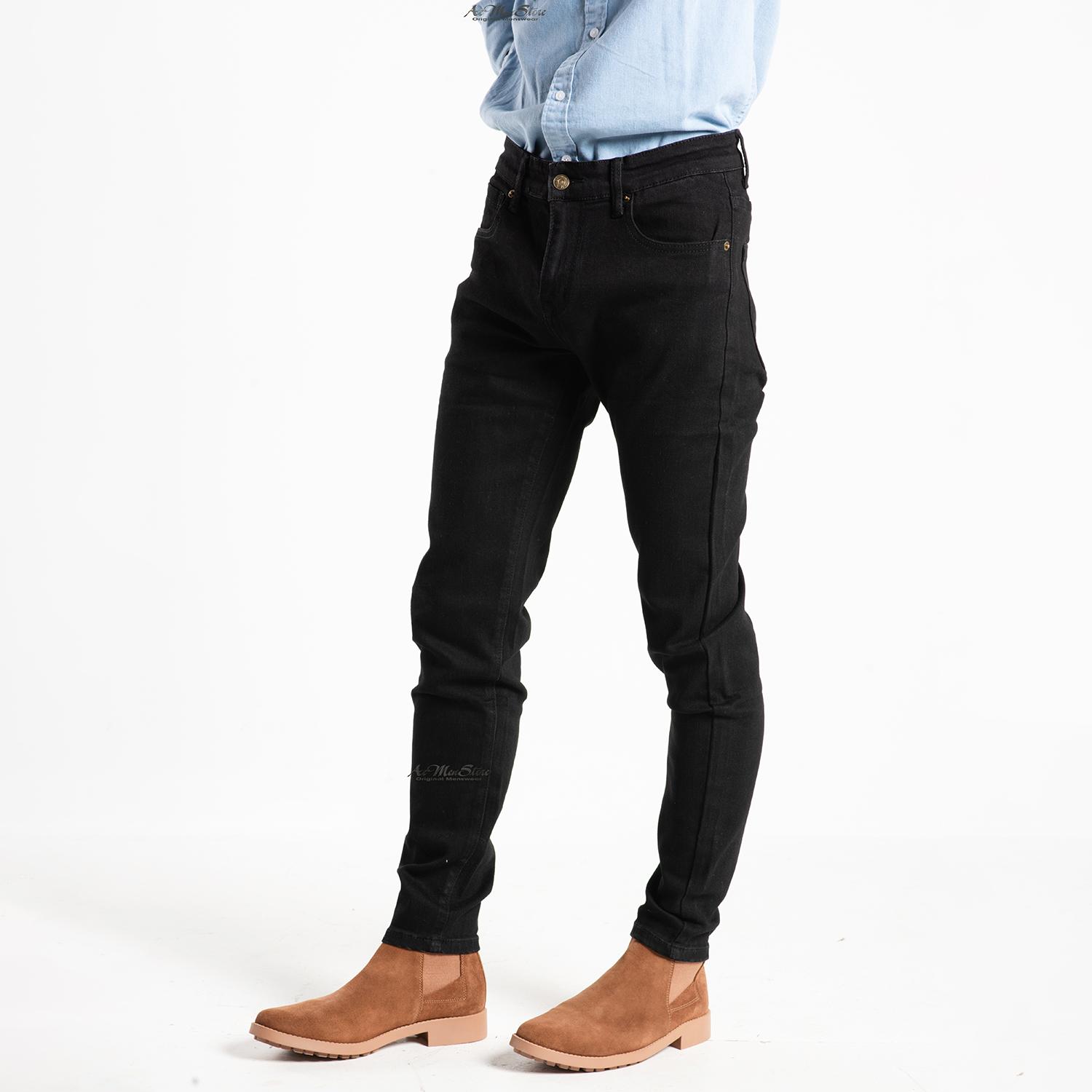 ROUTINE quần jean nam dáng slimfit ống côn màu đen