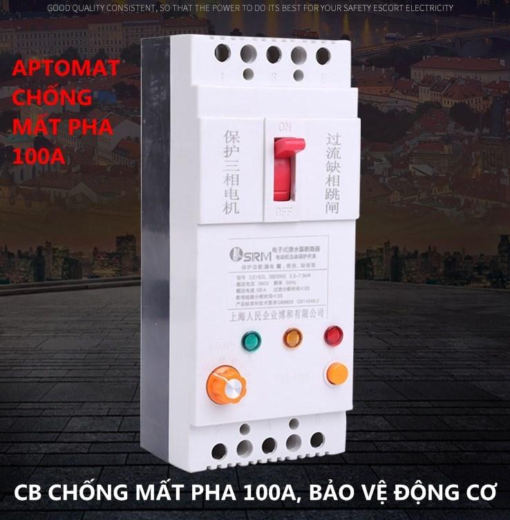 Attomat chống mất pha 40A/100A - CB chống mất phaCB chống mất pha, bảo vệ chống mất pha cho động cơ máy bơm 3 pha 380V