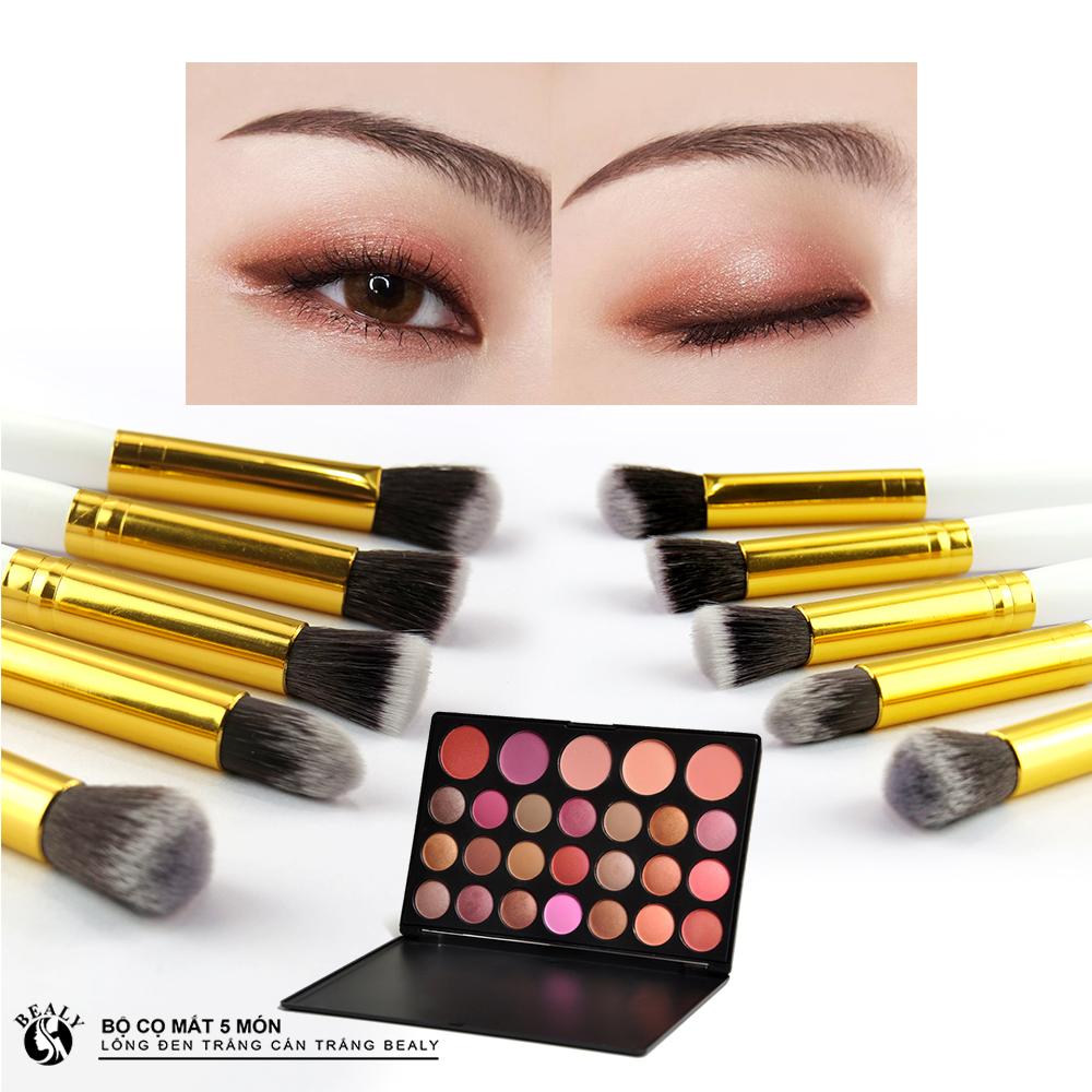 BỘ CỌ MẮT 5 MÓN LÔNG ĐEN TRẮNG CÁN TRẮNG BEALY