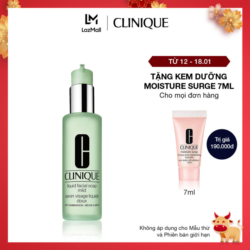Sữa rửa mặt cho da khô và da hỗn hợp Clinique Liquid Facial Soap Mild With Pump - Cleanser 200ml giá rẻ